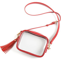 Stade personnalisé approuvé clair sac à bandoulière mode mignon Gameday concert PVC transparent sac de messager avec pompon