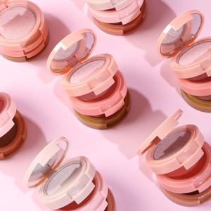 Özelleştirilebilir 3-in-1 Vegan preslenmiş toz paleti pigmentli göz farı allık vurgulayın makyaj ve kontur tozu - Product Image 2