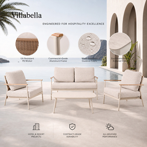 Conjunto de Sofás Modernos para Exteriores <span class=keywords><strong>Villabella</strong></span>, Muebles de Jardín de Mimbre PE, Estructura de Aluminio, Asientos para Patio, Conjunto de Salón de Grado Comercial - Product Image 2