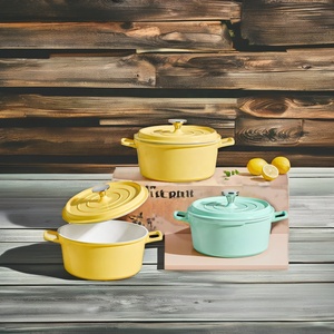 Marmite à soupe émaillée binaurale de 18cm de <span class=keywords><strong>grande</strong></span> capacité, batterie de cuisine <span class=keywords><strong>en</strong></span> <span class=keywords><strong>fonte</strong></span> antiadhésive, casserole universelle multifonctionnelle classique - Product Image 2