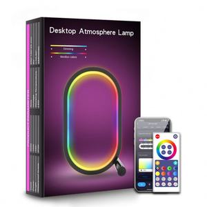 Lampe de nuit LED intelligente RGB au design moderne, lampe d'ambiance de bureau pour salle de jeux, chambre à coucher, décoration de chevet, contrôle par application, abat-jour blanc - Product Image 1