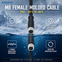 Câble de capteur KRONZ M8, droit, 3 broches, femelle, code A, étanche IP67, connecteur circulaire aéronautique
