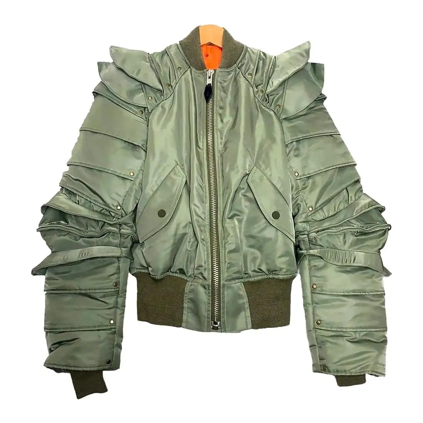 도매 새로운 도착 군사 녹색 폭격기 겨울 안감 재킷 남성 겨울 더블 레이어 재킷 모터 자전거 재킷
