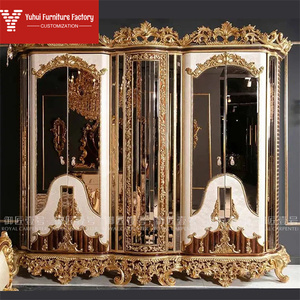 Letto Matrimoniale di Lusso in Legno Massello Italiano con Intagli in Stile Palazzo e Foglia d'Oro, Arredamento Camera da Letto <span class=keywords><strong>Reale</strong></span> per Casa o Appartamento - Product Image 5