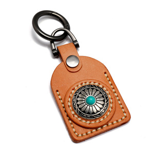 Porte-clés personnalisé en cuir <span class=keywords><strong>de</strong></span> <span class=keywords><strong>vachette</strong></span> véritable cousu à la main, cadeau <span class=keywords><strong>de</strong></span> haute qualité, turquoise, pour clés <span class=keywords><strong>de</strong></span> voiture - Product Image 1