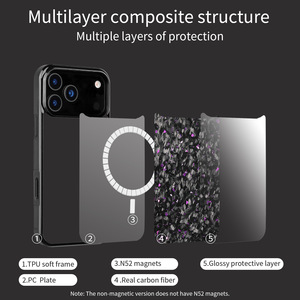 Étui magnétique en fibre de <span class=keywords><strong>carbone</strong></span> véritable pour <span class=keywords><strong>iPhone</strong></span> 18 Pro Max, <span class=keywords><strong>coque</strong></span> arrière en TPU pour <span class=keywords><strong>iPhone</strong></span> 17 Pro 16 15 14 13 <span class=keywords><strong>12</strong></span> LM167 - Product Image 2