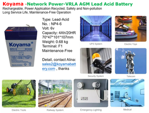 Nhà máy có thể sạc lại UPS Pin <span class=keywords><strong>6v4ah</strong></span> chì-axit Pin AGM sao lưu điện cho chiếu sáng/công cụ điện/Đồ chơi/viễn thông MF Koyama OEM - Product Image 4