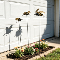 Décorations Artistiques en Fer Forgé Personnalisées Créatives, Grand Modèle d'Abeille Vintage 3D Peint à Insérer dans le Sol pour Jardin et Cour