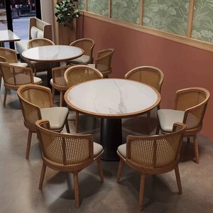 Juego de Mesa y Sillas de Madera Maciza para Restaurante, Diseño Moderno, Asientos de Cabina para Uso Comercial en Cafeterías y Restaurantes, Venta al Por Mayor de Fábrica - Product Image 2