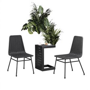 Ensemble de chaises marron foncé avec table d'appoint noire, ensemble de meubles de patio, modèle D0100X3ZJXJ - Product Image 1