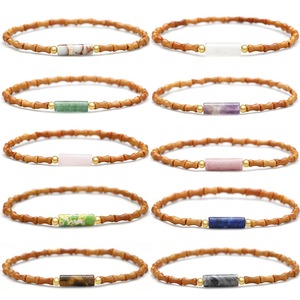 Pulseras de Piedra Natural Hechas a Mano, Diseño Elegante <span class=keywords><strong>y</strong></span> Equilibrado, Forma de Bambú, Tubo Delgado <span class=keywords><strong>El</strong></span>ástico, para Mujeres <span class=keywords><strong>y</strong></span> Hombres - Product Image 3