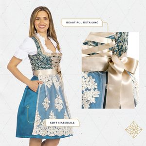 Robe Dirndl, costume traditionnel allemand pour l'Oktoberfest, robe en dentelle bleue pour femmes, tenue bavaroise authentique, taille adulte - Product Image 6