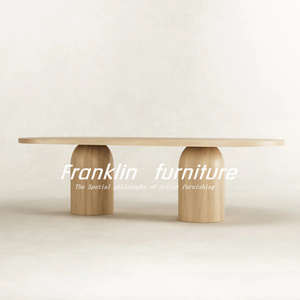 Bắc Âu Thiết kế Retro nghệ thuật rắn gỗ bàn ăn phong cách cổ ổn định hình bầu dục cho đồ nội thất nhà gỗ yên tĩnh đăng nhập hội nghị nhà - Product Image 2