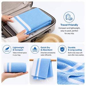 Toalla de Baño de Bambú de Lujo, Textura Suave Tejida, Ligera, de Secado Rápido, Altamente Absorbente, para Gimnasio, Spa, Hogar, Viajes, Uso Diario - Product Image 3