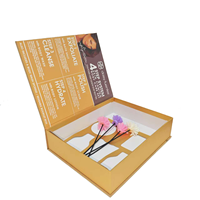 Boîte cadeau cosmétique de luxe sur mesure haut de gamme avec fermeture magnétique, gaufrage à chaud or, pour ensemble de soins du corps et de la peau, emballage découpé