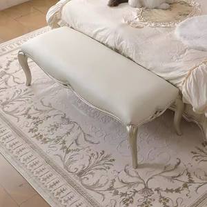 Banc d'extrémité de lit en bois de chêne chic nord-américain avec <span class=keywords><strong>cuir</strong></span> nappa idéal pour les retraites de chambre à coucher confortables - Product Image 3