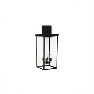 Applique murale extérieure en aluminium noir, 30 pouces de hauteur, résistante aux intempéries, pour jardin, porche, terrasse, 4 lumières, sans ampoules - Product Image 1