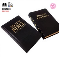 Layanan Pencetakan Alkitab Kustom Produsen Percetakan Offset Alkitab Kulit PU Massal Sampul Keras dengan Pinggiran Berlapis Emas dan Tab Penanda