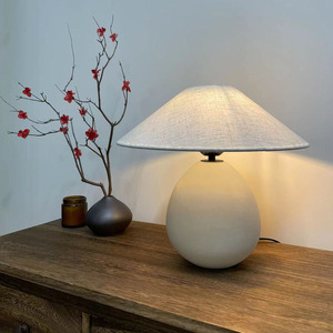 Japanese Decorative Retro Table <strong>Lamp</strong> Fabric <strong>Shade</strong> Creative Hotel Handmade Ceramic Desk <strong>Lamp</strong>