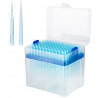 Micropipette en plastique, compte-gouttes, équipement de laboratoire, haute transparence, universelle, bleue, 1250ul, embouts de pipette en boîte, micropipette de laboratoire