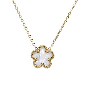 Collana di Lusso in Acciaio Inossidabile Placcato Oro 18k di Alta Qualità, Gioiello Portafortuna con <span class=keywords><strong>Quadrifoglio</strong></span> e Fiore di Prugna da 15MM - Product Image 5