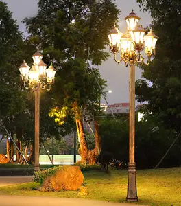 Водонепроницаемый светодиодный садовый фонарь, старинный уличный фонарь, алюминиевый столб, открытый, классический, европейский стиль