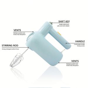 Batteur électrique à prix abordable 120W avec tête inclinable, <span class=keywords><strong>fouet</strong></span> métallique, petit appareil de cuisine pour la pâtisserie et la préparation de crèmes fouettées - Product Image 6