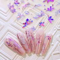 6 pièces/ensemble coloré papillon fleurs ongle autocollant printemps été Floral ongles breloques décalcomanies décoration bricolage manucure accessoires