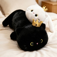 Peluche chat noir courbé en forme de couronne, jouet apaisant pour femme