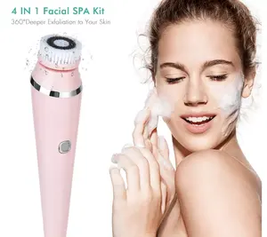 Deep cleaning skin 4 in 1 Exfoliating Electric Silicone Scrub Pore Cleaner Vibrating Rechargeable Facial Cleansing Brush