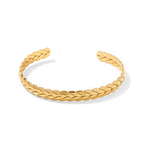 Pulseras de cuerda de punto, joyería chapada en oro de 18k, brazalete abierto, pulsera de acero inoxidable, 2022 - Product Image 1
