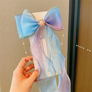 Summer Girls Princess Hairpins Lovely <span class=keywords><strong>Ribbon</strong></span> Hair Pins e <span class=keywords><strong>Clips</strong></span> para crianças Tranças Headdress Princess <span class=keywords><strong>Ribbon</strong></span> Acessórios - Product Image 5
