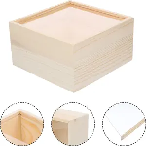 Small Crafts Wooden Boxes with Clear Lid Decorative Jewelry Display Box for DIY Birthday Party Favor Gifts