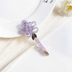 Pince à ressort fleur <span class=keywords><strong>originale</strong></span> faite à la main avec des perles de cristal latérales <span class=keywords><strong>Barrette</strong></span> à <span class=keywords><strong>cheveux</strong></span> en métal pour les cravates de <span class=keywords><strong>cheveux</strong></span> de femmes - Product Image 5