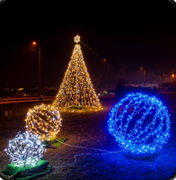 Guirlande lumineuse à LED pour l'extérieur avec télécommande boules en plastique RVB matériau en cuivre évalué IP65 émettant du bleu vert rose Noël