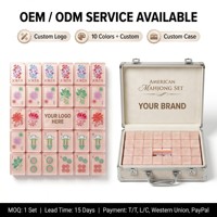 Jeu de Mahjong américain de luxe moderne de haute qualité OEM ODM, 4 couches, 160 tuiles en plastique nacré, pour voyage et soirées