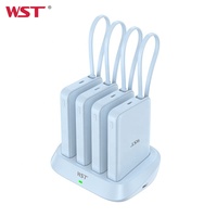 WST Jetzt Den Strom Câble intégré Charge rapide sans fil magnétique 10000mah Power Bank Station de charge pour hôtel