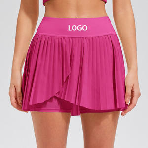 Gonna da Tennis <span class=keywords><strong>2</strong></span> in 1 per Donna con Logo Personalizzato, Vita Alta, Orlo Irregolare, Asciugatura Rapida, Plissettata, Leggera per Badminton - Product Image 1