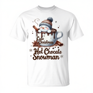 T-shirt unisexe avec bonhomme de neige au chocolat chaud de Noël, taille adulte S M L XL XXL - Product Image 2