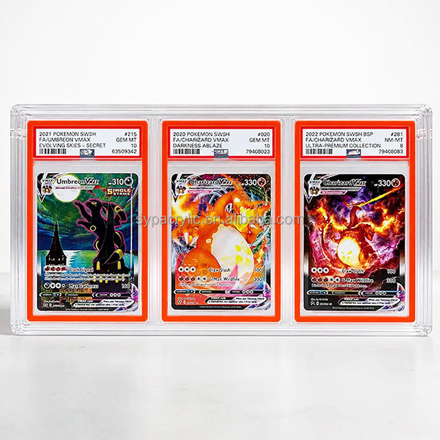 SYP Magnet Acrylic Graded Card Case 3Slot Clear P Sa Bgs Cgc Sports Trading Card Display Holder for Collection Storage Supply