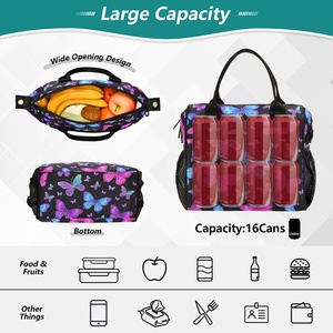 Butterfly Design Customs Portable Large Capacity Lunch Bags Multi-Pocket Tote Picnic Insulated Waterproof Cooler Bag - Product Image 4