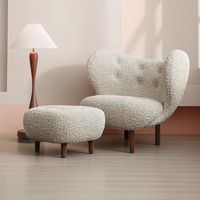 Chaise de canapé simple moderne en bois massif d'agneau velours crème vent pour salon chambre à coucher chaise de loisirs simple pour designers d'appartement