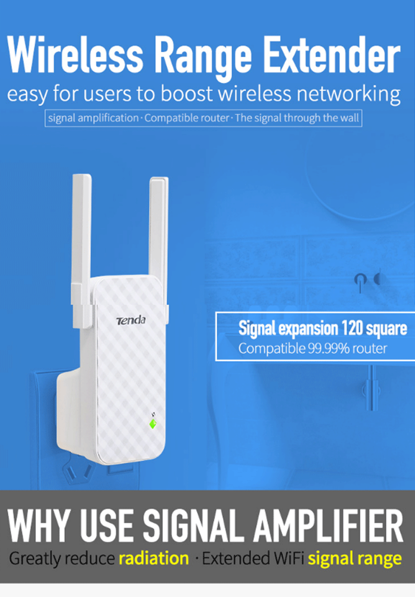 Wireless Router Tenda Wireless N300 Model A9 Tenda A9 Wifi - Main Image