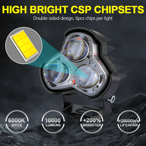 LELANPU Phare LED Moto Baja ATV <span class=keywords><strong>avec</strong></span> <span class=keywords><strong>ventilateur</strong></span> de refroidissement, projecteur stroboscopique, feux de brouillard pour voiture - Product Image 2