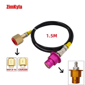 Kit de Manguera Adaptadora para Llenado de Tanque de CO2 Externo SODA Terra DUO Art para Sodastream W21.8-14, Conector CGA320, Herramientas de Aire, Morado/Dorado, 150CM - Product Image 1