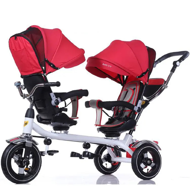 Bom carrinho de bebê gêmeos, triciclo para crianças, transportador de bebê, triciclo para crianças, bebês, 3 rodas, bicicleta com dois lugares