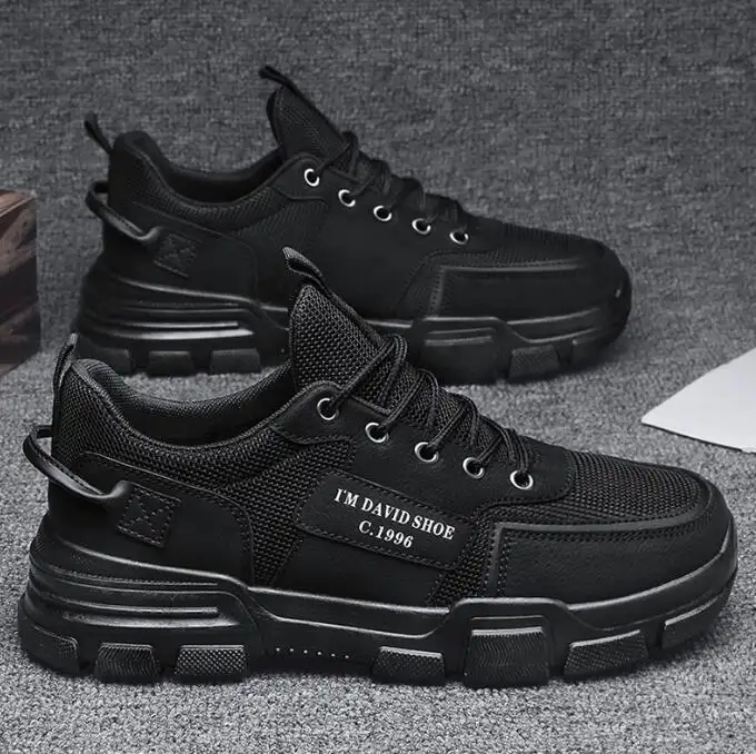 Men shoes waterproof non-slip wear-resistant black sneakers trend sports leisure breathable summer labor insurance sports shoes