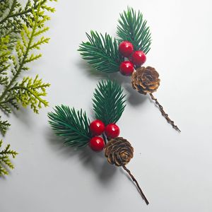 Conos de Pino Artificiales Navideños de Fábrica YUELIAN, Ramitas de Bayas Rojas Simuladas, Agujas de Pino Simuladas, Ecológicos, No Tóxicos, Reutilizables y Duraderos - Product Image 2