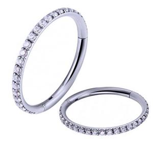 316L 스테인레스 스틸 G23 티타늄 코 귀 연골 및 바디 피어싱 쥬얼리 지르콘 힌지 리모콘 세그먼트 링 결혼식 - Product Image 1