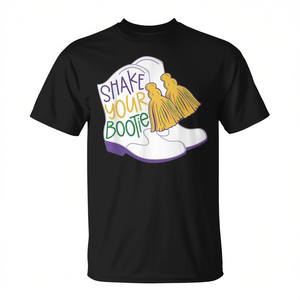 Camiseta de Mardi Gras con cuentas para la celebración del carnaval, camiseta promocional con la frase Shake Your Bootie - Product Image 2